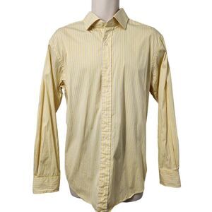 Men's Long Sleeve Polo Ralph Lauren Button Up Dress Shirt Size 16 1/2 Yellow